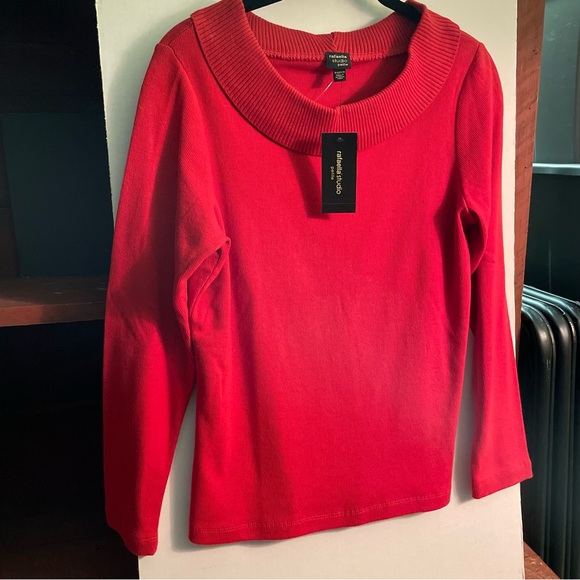 PETITE NWT Rafaella Studio Sweater, Petite Small, Pompeiian Red - Picture 1 of 7